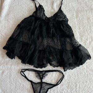 Vintage Victoria’s Secret Elegant Black Lace Lingerie Set Size Small  NWOT